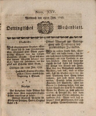 Oettingisches Wochenblatt Mittwoch 19. Juni 1799