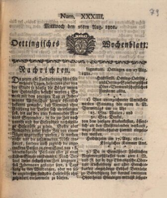 Oettingisches Wochenblatt Mittwoch 26. August 1801