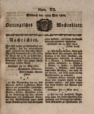 Oettingisches Wochenblatt Mittwoch 19. Mai 1802
