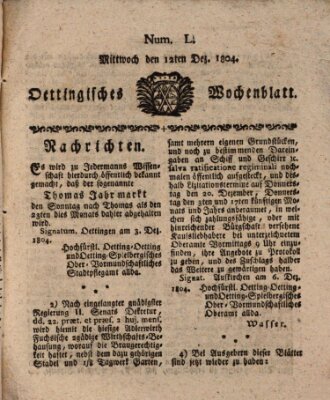 Oettingisches Wochenblatt Mittwoch 12. Dezember 1804
