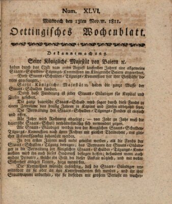 Oettingisches Wochenblatt Mittwoch 13. November 1811