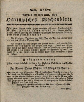 Oettingisches Wochenblatt Mittwoch 8. September 1813