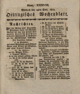 Oettingisches Wochenblatt Mittwoch 29. September 1813