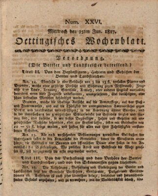 Oettingisches Wochenblatt Mittwoch 25. Juni 1817