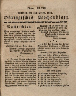 Oettingisches Wochenblatt Mittwoch 1. Dezember 1819