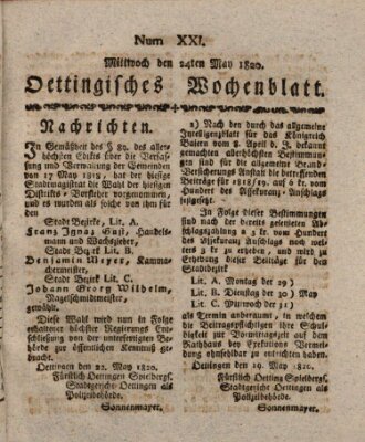 Oettingisches Wochenblatt Mittwoch 24. Mai 1820