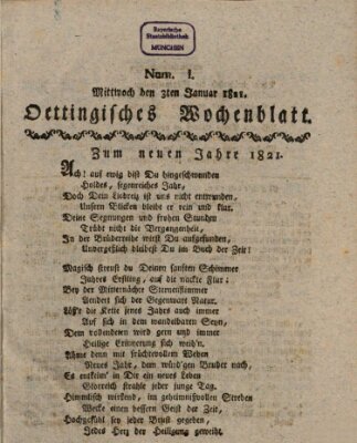 Oettingisches Wochenblatt Mittwoch 3. Januar 1821
