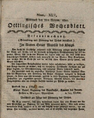 Oettingisches Wochenblatt Mittwoch 7. November 1821