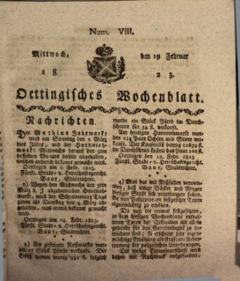Oettingisches Wochenblatt Mittwoch 19. Februar 1823