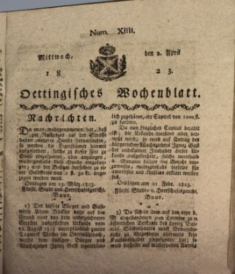 Oettingisches Wochenblatt Mittwoch 2. April 1823