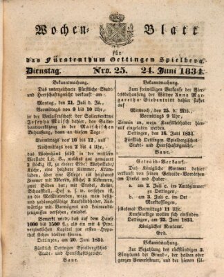 Wochenblatt für das Fürstenthum Oettingen-Spielberg (Oettingisches Wochenblatt) Dienstag 24. Juni 1834