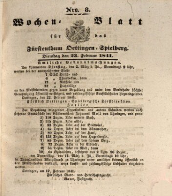 Wochenblatt für das Fürstenthum Oettingen-Spielberg (Oettingisches Wochenblatt) Dienstag 23. Februar 1841