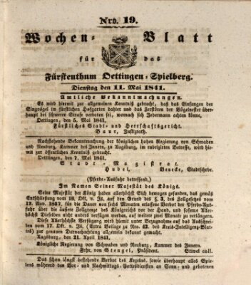 Wochenblatt für das Fürstenthum Oettingen-Spielberg (Oettingisches Wochenblatt) Dienstag 11. Mai 1841