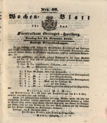 Wochenblatt für das Fürstenthum Oettingen-Spielberg (Oettingisches Wochenblatt) Dienstag 16. November 1841