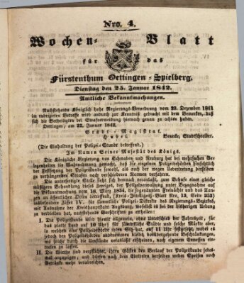 Wochenblatt für das Fürstenthum Oettingen-Spielberg (Oettingisches Wochenblatt) Dienstag 25. Januar 1842