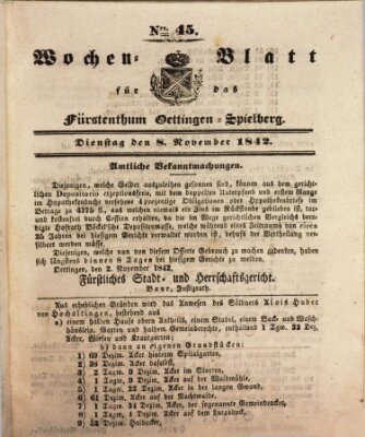 Wochenblatt für das Fürstenthum Oettingen-Spielberg (Oettingisches Wochenblatt) Dienstag 8. November 1842