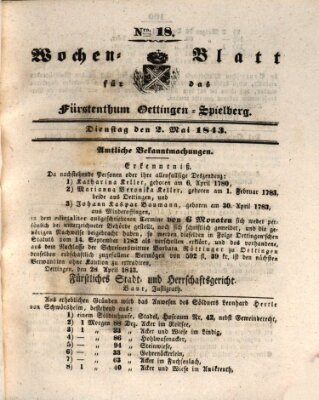 Wochenblatt für das Fürstenthum Oettingen-Spielberg (Oettingisches Wochenblatt)