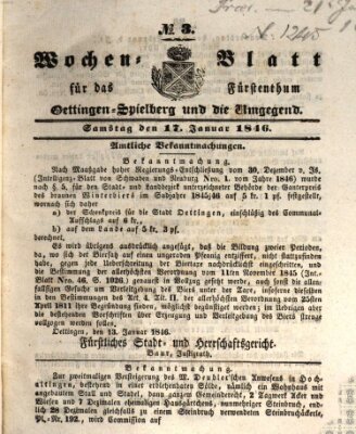 Wochenblatt für das Fürstenthum Oettingen-Spielberg und die Umgegend (Oettingisches Wochenblatt)