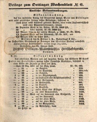 Wochen-Blatt für das Fürstenthum Oettingen-Spielberg (Oettingisches Wochenblatt) Samstag 30. Januar 1847