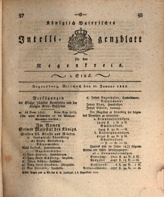 Königlich-baierisches Intelligenzblatt für den Regen-Kreis (Königlich bayerisches Intelligenzblatt für die Oberpfalz und von Regensburg) Mittwoch 23. Januar 1822