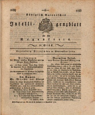Königlich-baierisches Intelligenzblatt für den Regen-Kreis (Königlich bayerisches Intelligenzblatt für die Oberpfalz und von Regensburg) Mittwoch 18. September 1822