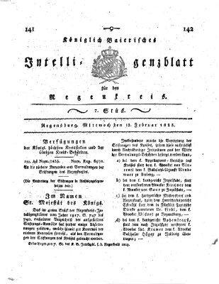 Königlich-baierisches Intelligenzblatt für den Regen-Kreis (Königlich bayerisches Intelligenzblatt für die Oberpfalz und von Regensburg) Mittwoch 12. Februar 1823
