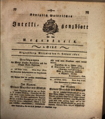 Königlich-baierisches Intelligenzblatt für den Regen-Kreis (Königlich bayerisches Intelligenzblatt für die Oberpfalz und von Regensburg) Mittwoch 21. Januar 1824