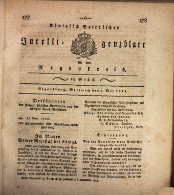 Königlich-baierisches Intelligenzblatt für den Regen-Kreis (Königlich bayerisches Intelligenzblatt für die Oberpfalz und von Regensburg) Mittwoch 5. Mai 1824