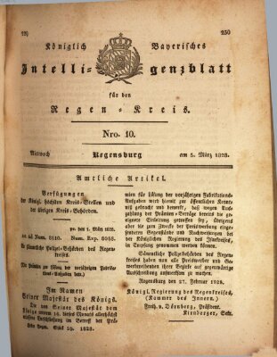 Königlich-baierisches Intelligenzblatt für den Regen-Kreis (Königlich bayerisches Intelligenzblatt für die Oberpfalz und von Regensburg) Mittwoch 5. März 1828