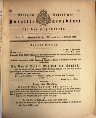 Königlich-baierisches Intelligenzblatt für den Regen-Kreis (Königlich bayerisches Intelligenzblatt für die Oberpfalz und von Regensburg) Mittwoch 10. Februar 1836