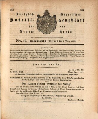 Königlich-baierisches Intelligenzblatt für den Regen-Kreis (Königlich bayerisches Intelligenzblatt für die Oberpfalz und von Regensburg) Mittwoch 8. März 1837