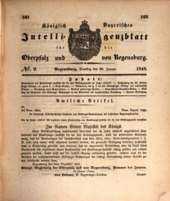 Königlich bayerisches Intelligenzblatt für die Oberpfalz und von Regensburg Samstag 29. Januar 1848