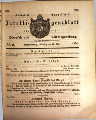 Königlich bayerisches Intelligenzblatt für die Oberpfalz und von Regensburg