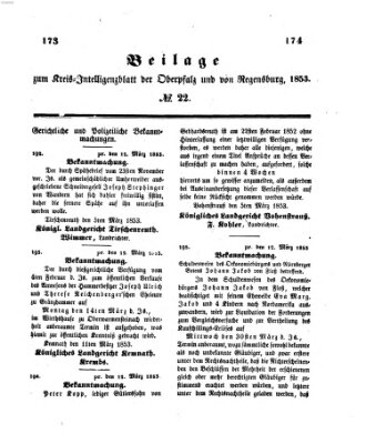Königlich bayerisches Intelligenzblatt für die Oberpfalz und von Regensburg Mittwoch 16. März 1853