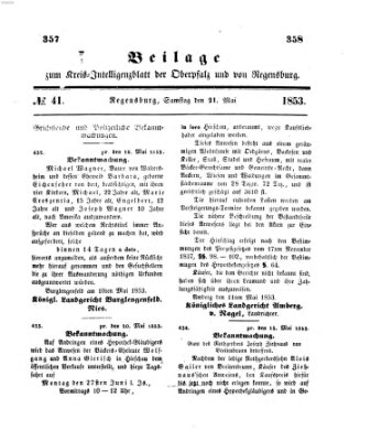Königlich bayerisches Intelligenzblatt für die Oberpfalz und von Regensburg Samstag 21. Mai 1853