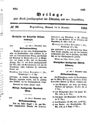 Königlich bayerisches Intelligenzblatt für die Oberpfalz und von Regensburg Mittwoch 9. November 1853