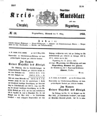 Königlich-bayerisches Kreis-Amtsblatt der Oberpfalz und von Regensburg (Königlich bayerisches Intelligenzblatt für die Oberpfalz und von Regensburg) Mittwoch 7. März 1855