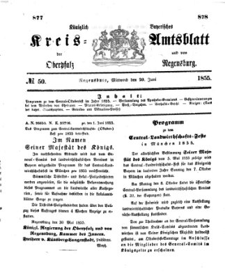 Königlich-bayerisches Kreis-Amtsblatt der Oberpfalz und von Regensburg (Königlich bayerisches Intelligenzblatt für die Oberpfalz und von Regensburg) Mittwoch 20. Juni 1855