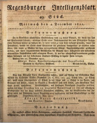 Regensburger Intelligenzblatt (Regensburger Wochenblatt) Mittwoch 4. Dezember 1811