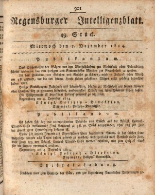 Regensburger Intelligenzblatt (Regensburger Wochenblatt) Mittwoch 7. Dezember 1814