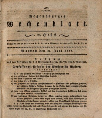 Regensburger Wochenblatt Mittwoch 24. Juni 1818