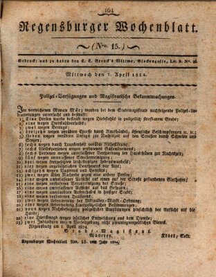 Regensburger Wochenblatt Mittwoch 7. April 1824