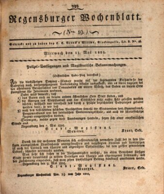 Regensburger Wochenblatt Mittwoch 11. Mai 1825