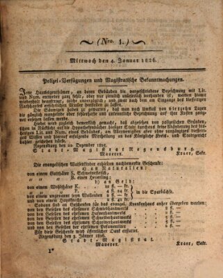 Regensburger Wochenblatt Mittwoch 4. Januar 1826