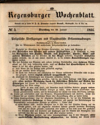 Regensburger Wochenblatt Dienstag 30. Januar 1844