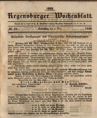 Regensburger Wochenblatt Dienstag 5. Mai 1846