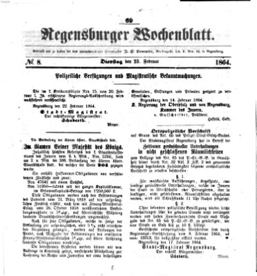 Regensburger Wochenblatt Dienstag 23. Februar 1864
