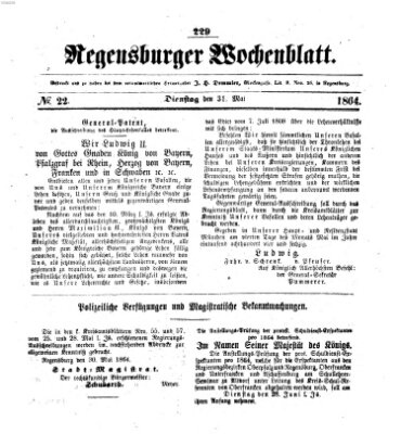Regensburger Wochenblatt Dienstag 31. Mai 1864
