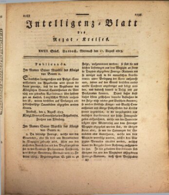 Intelligenzblatt des Rezat-Kreises (Ansbacher Intelligenz-Zeitung) Mittwoch 11. August 1813