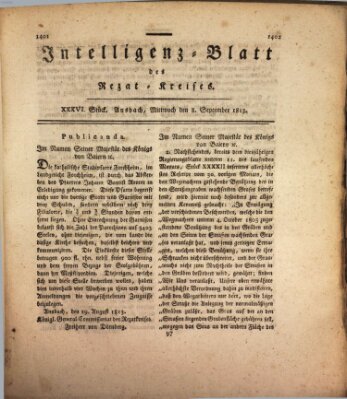 Intelligenzblatt des Rezat-Kreises (Ansbacher Intelligenz-Zeitung) Mittwoch 8. September 1813